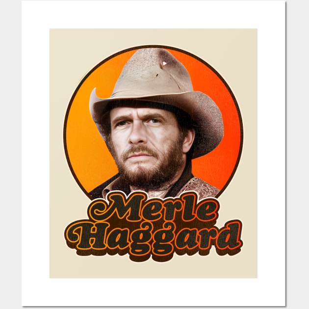 Retro Merle Haggard Legend Design Wall Art by darklordpug